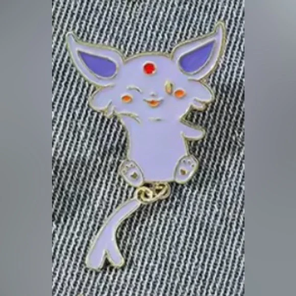 3 For $35 Pokemon Espeon Eeveelution Enameled Pin Brooch Hanging Moving Tail - Picture 3 of 12